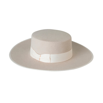 Round Flat Crown Wool Felt Hat | Eve Bigalli | Stone