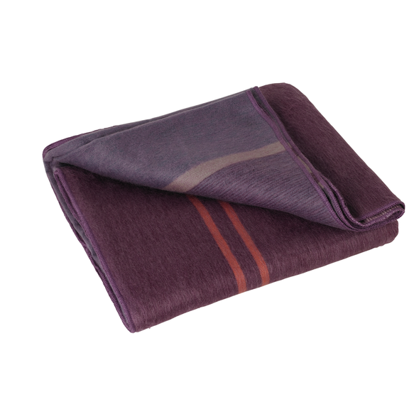 Alpaca Wool Throw Blanket Purple Taupe Stripe