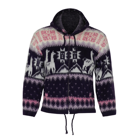 Alpaca Wool Kids Jacket with Hoodie - Native American Style